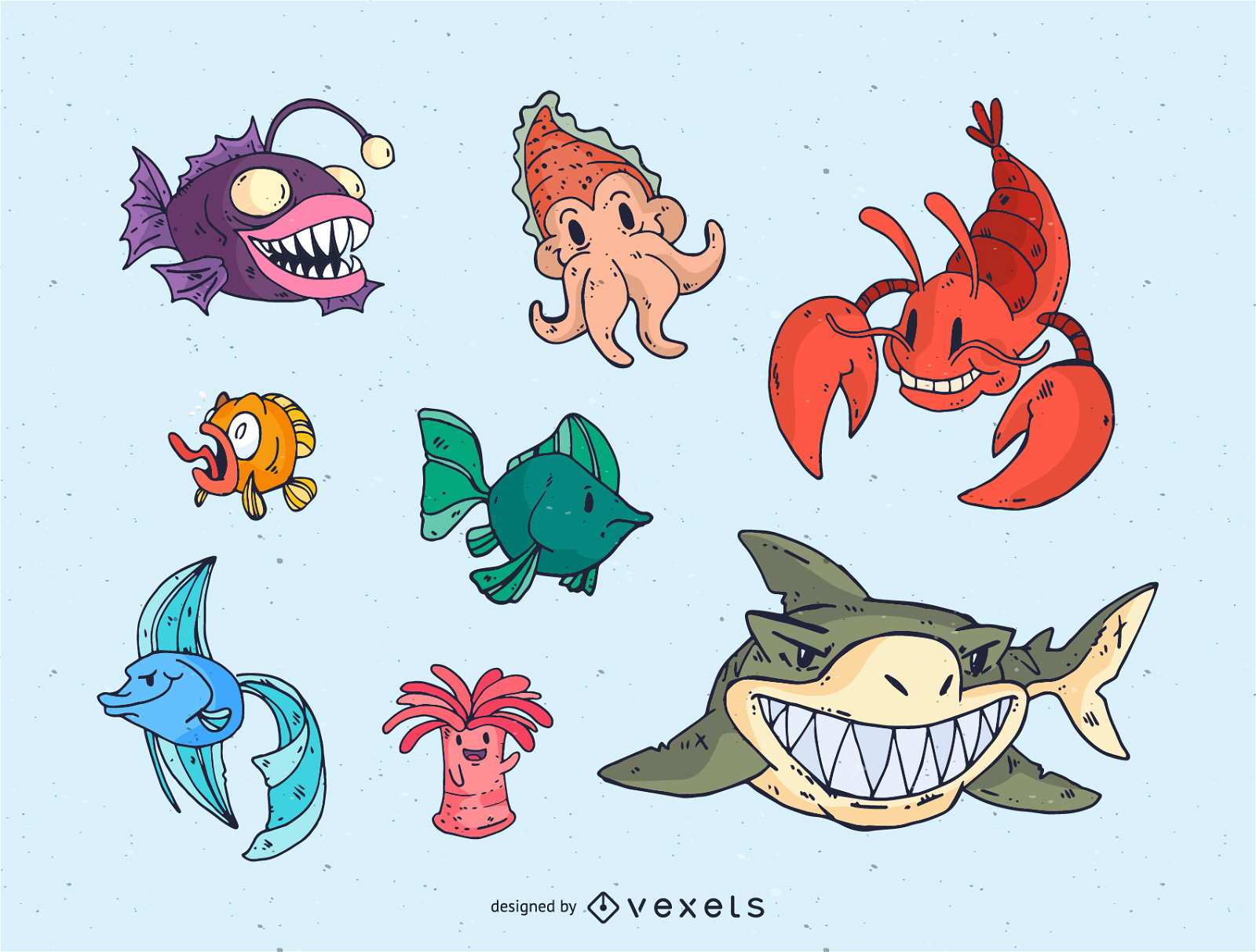 Conjunto de vectores de animales marinos