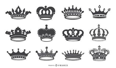 Crown icon silhouettes collection