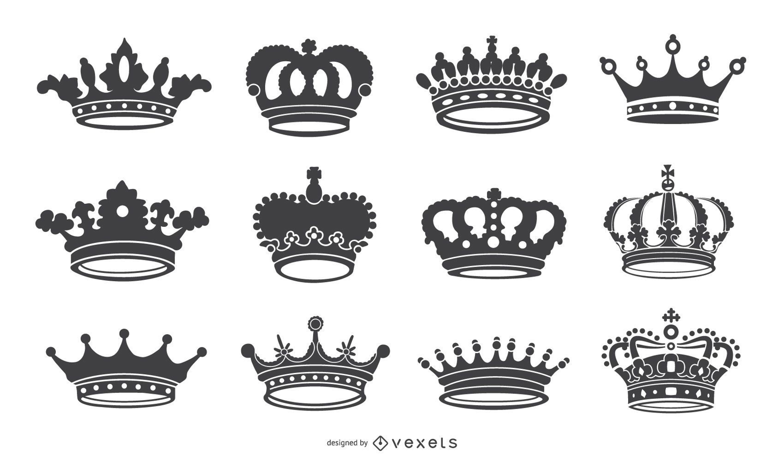 Coleção de silhuetas de ícones de coroa