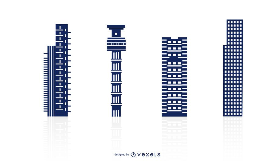 Conjunto de vectores de edificios altos Conjunto de vectores de edificios altos