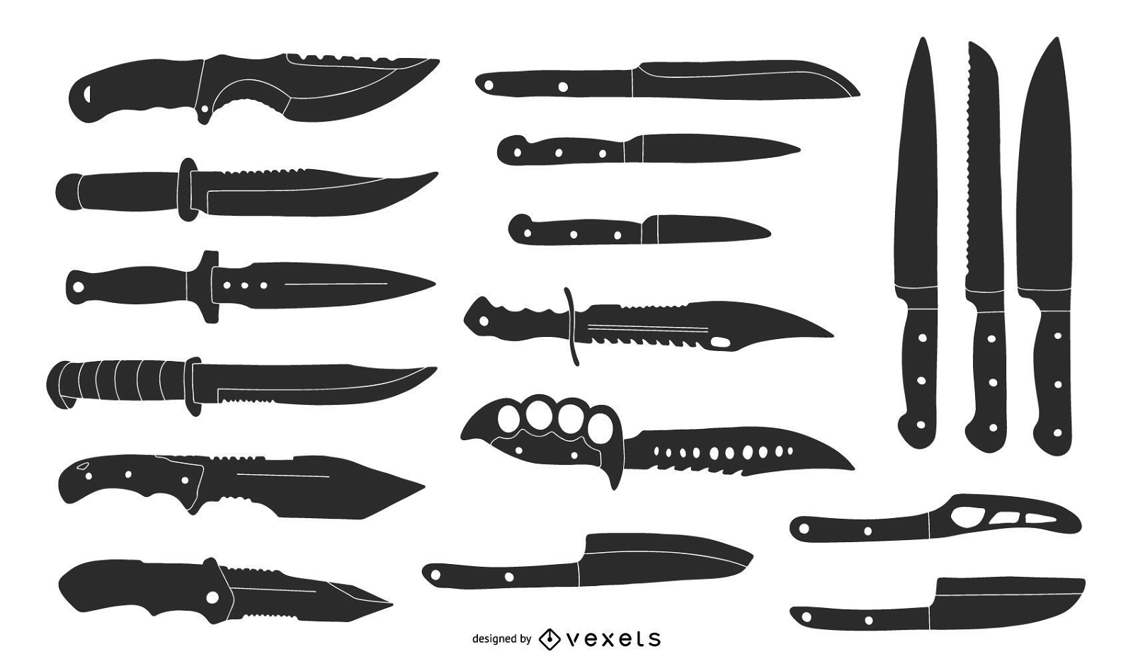 Pack de silueta de cuchillo de cocina y combate