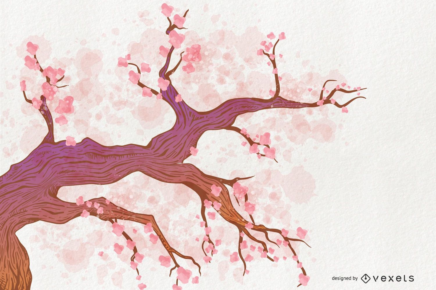 ?rvore em flor de cerejeira rosa
