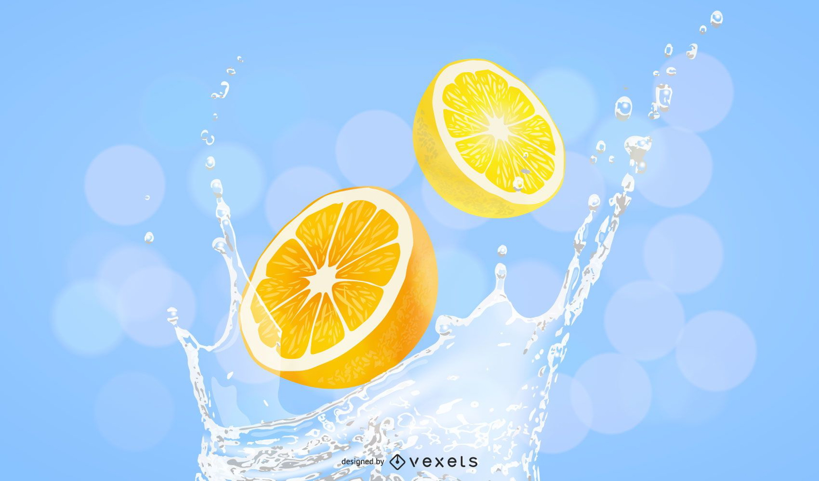 Orange slices splash illustration design