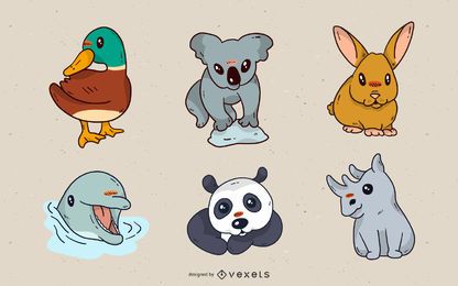Cute small animals illustration set