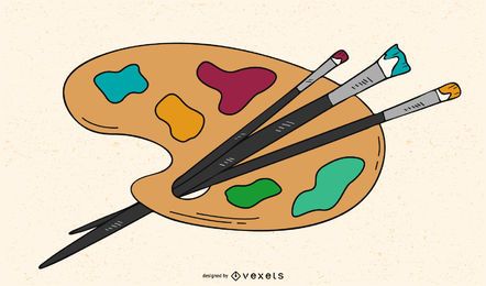 Vector de paleta y pinceles