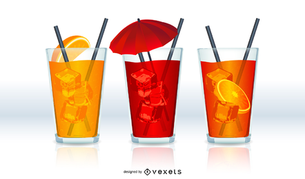 Conjunto ilustrado de 3 bebidas Conjunto ilustrado de 3 bebidas