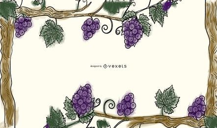 Uvas videiras uva folha fronteira vector Uvas videiras uva folha fronteira vector