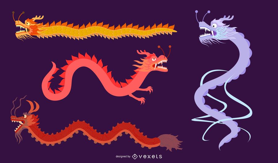 Chinese Classical Dragon Vector Of The Four Chinese Classical Dragon Vector Of The Four