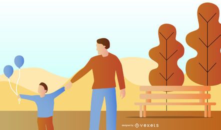Ilustrações vetoriais de parque de outono