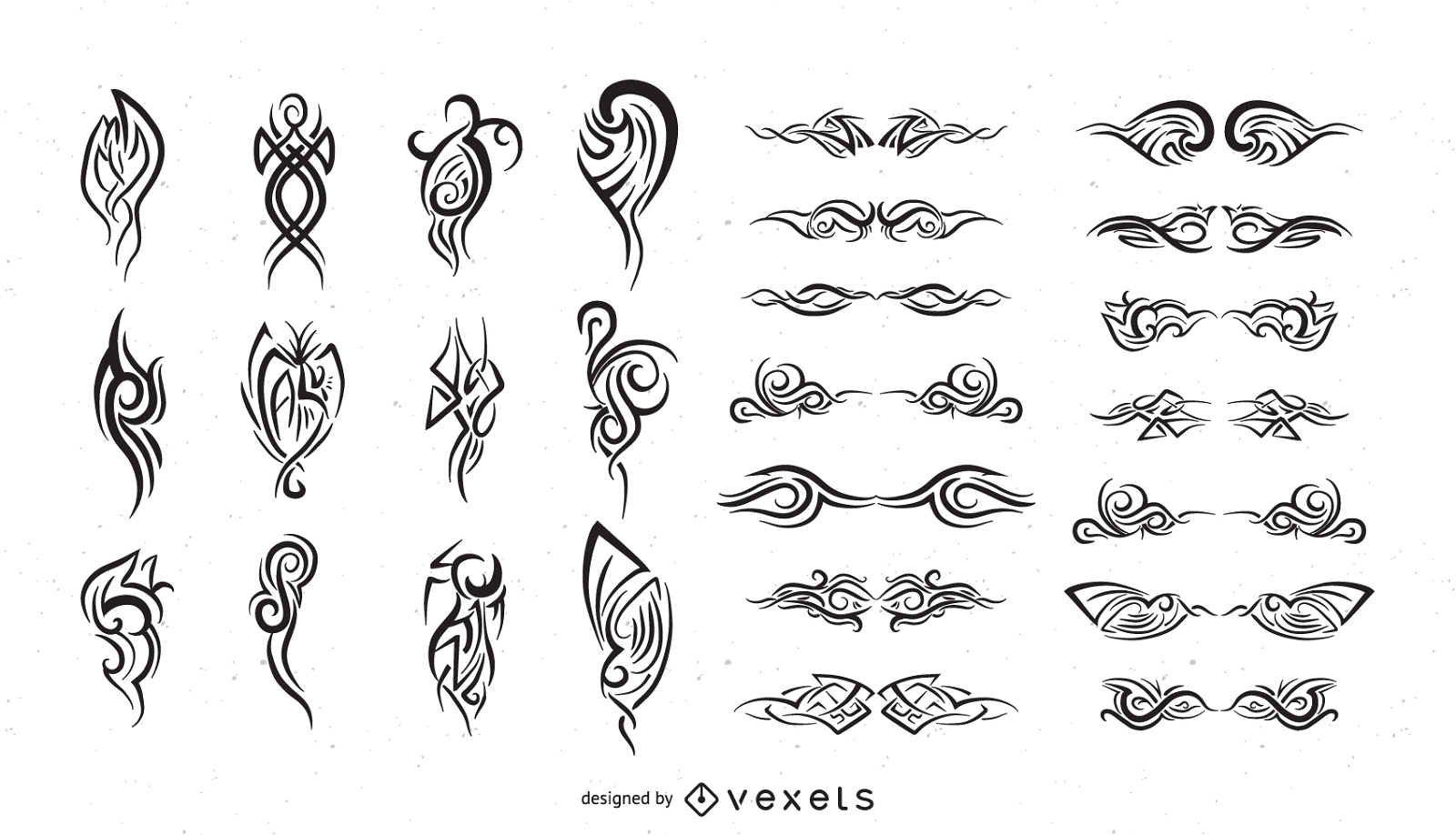 Serie de elementos de diseño en blanco y negro Vector 15 Totem
