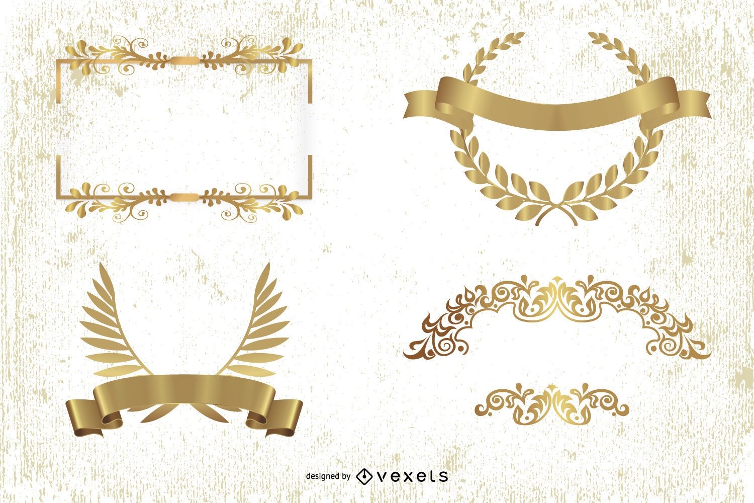 European Gold Decorative Elements Vector