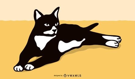 Desenho de ilustração de gato deitado