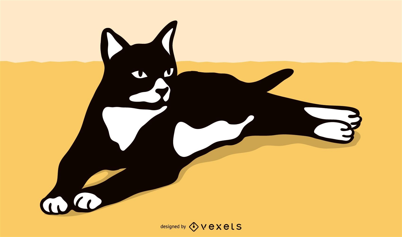 Lying cat illustration design