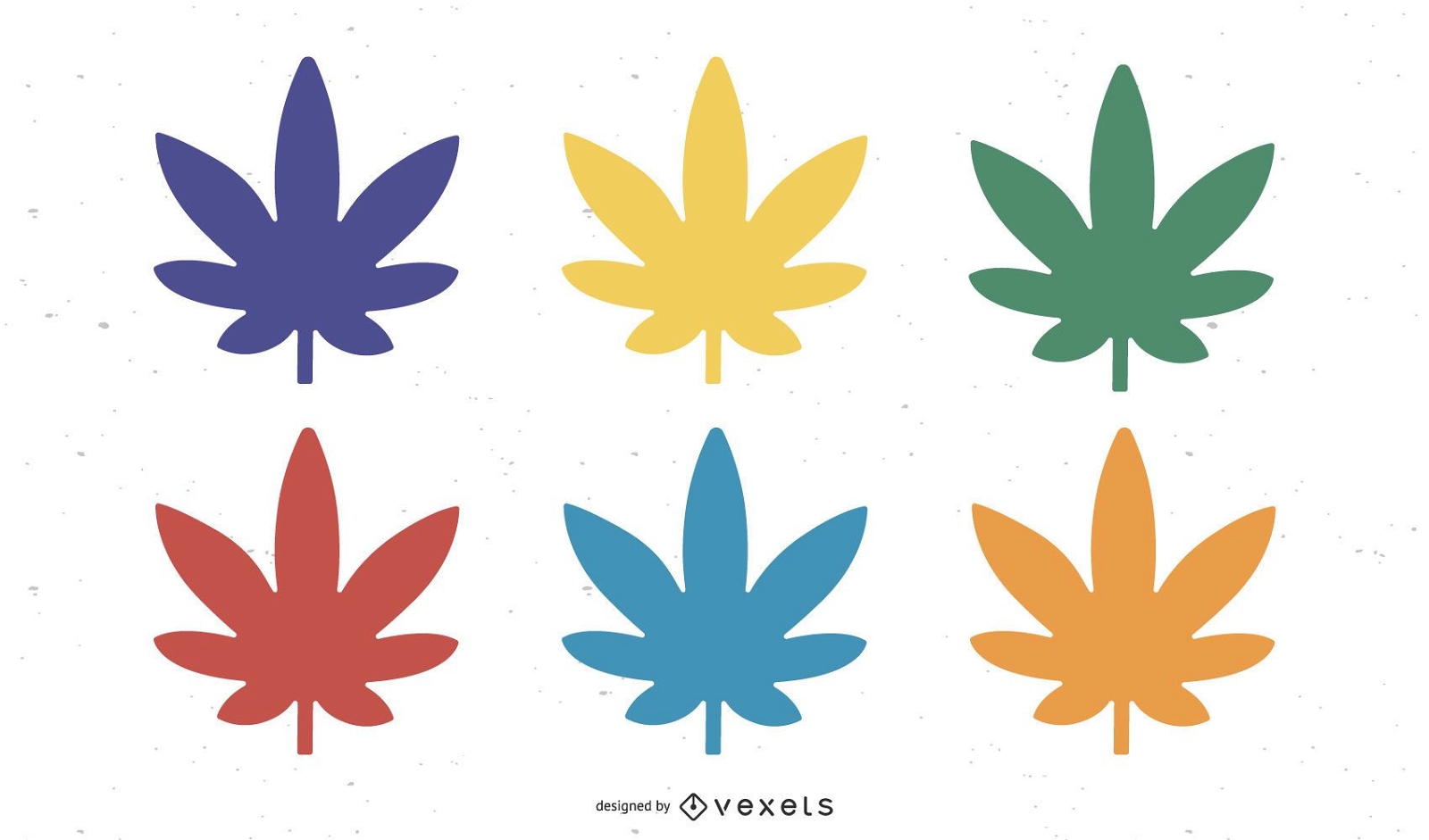Conjunto colorido de hojas de marihuana