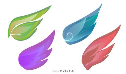 bunte Flügelillustrationssatz