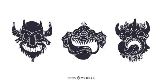 Tribal Monster Masks Vector Download