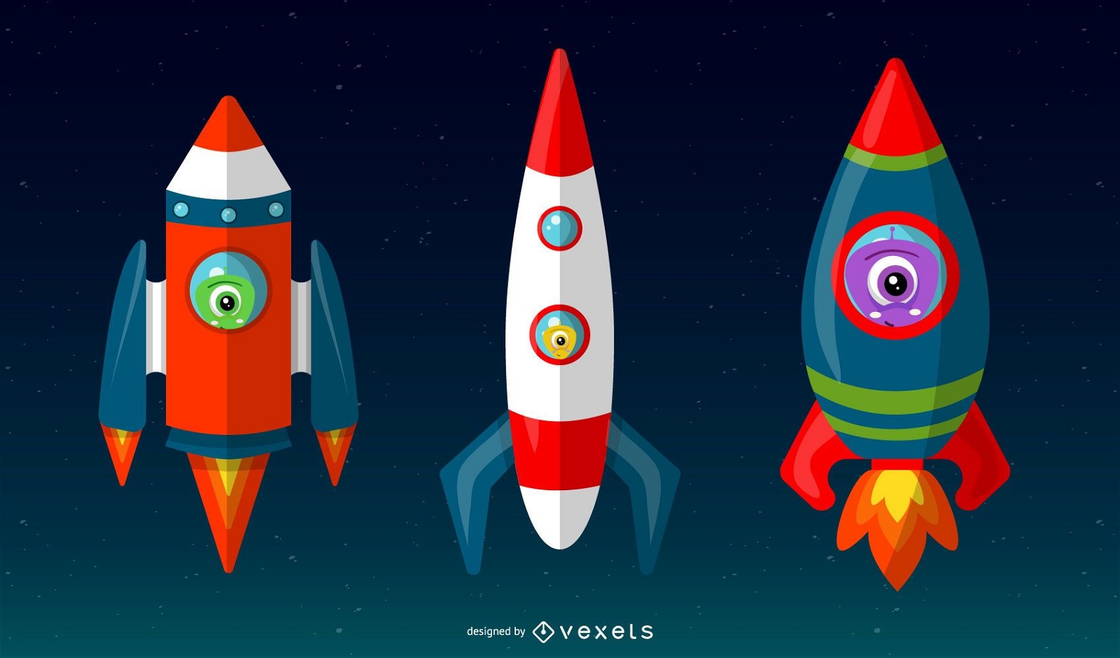 Rocket monsters illustration design