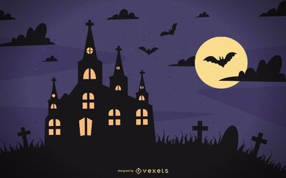 Halloween mansion Vector illustration