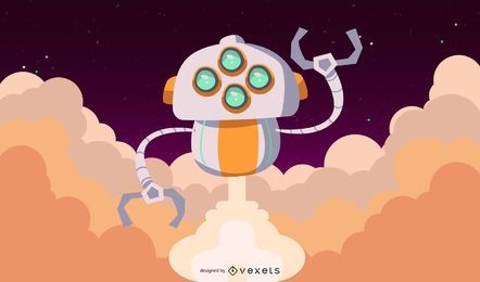 Space robot illustration design