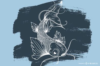 Tatuaje de dibujo de pez koi
