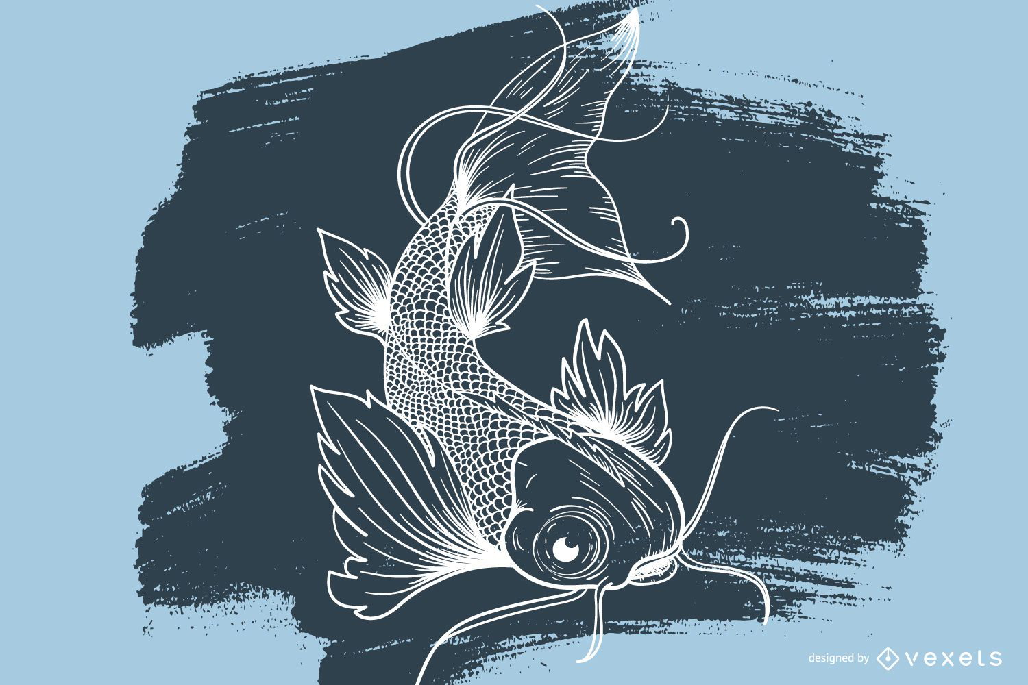 Tatuagem de desenho de peixe Koi