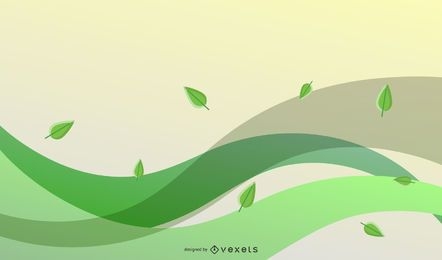 Folhas ecológicas de vetor e onda verde