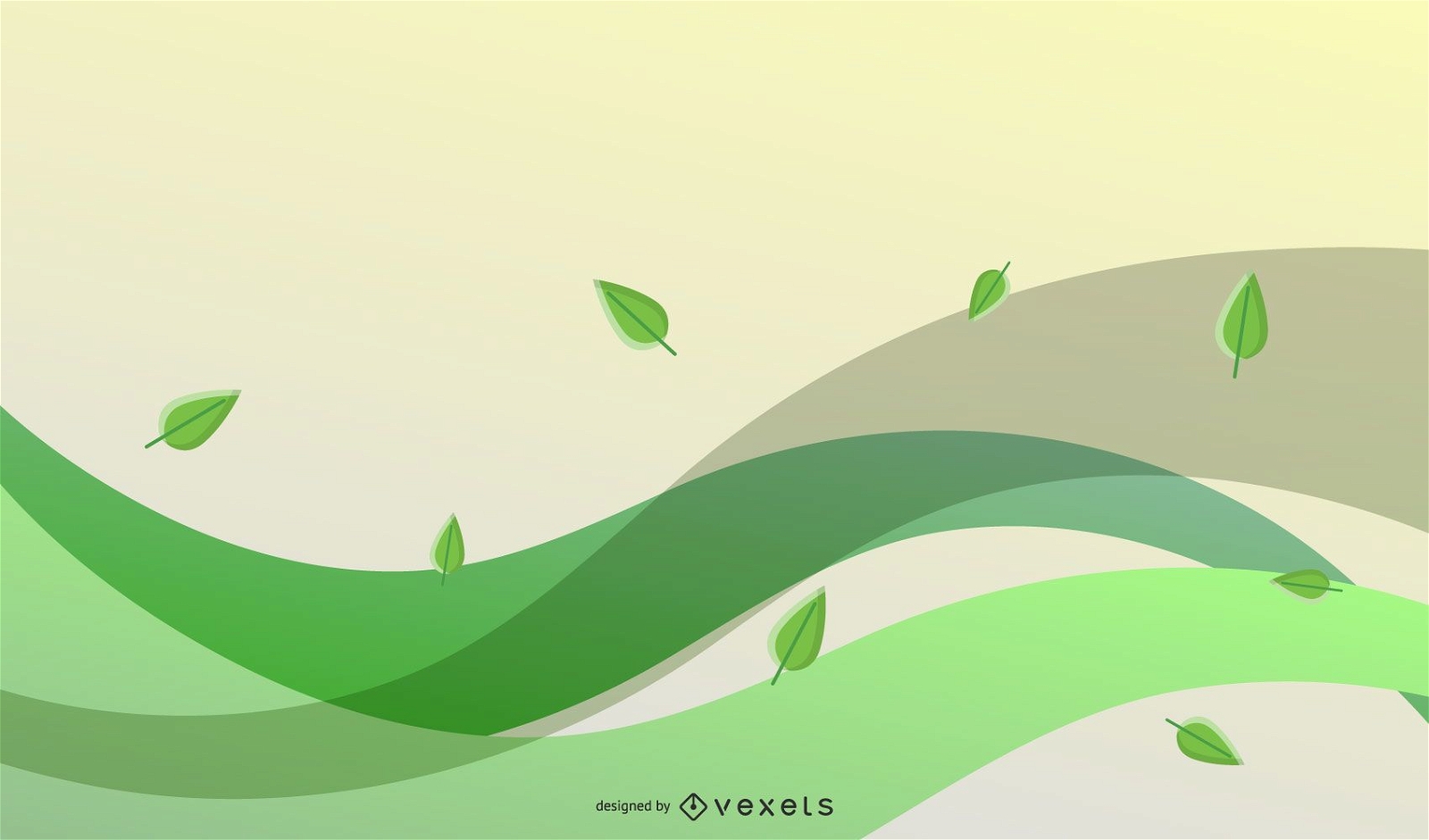 Vector Eco Leaves And Green Wave