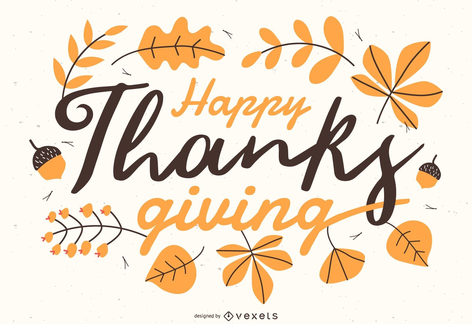 Happy Thanksgiving Schriftzug Illustration