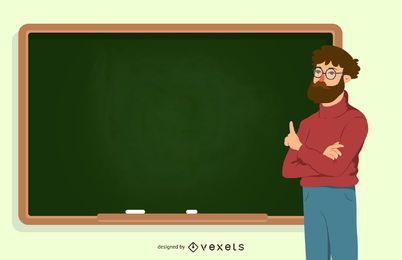 Lehrer mit Tafelillustration