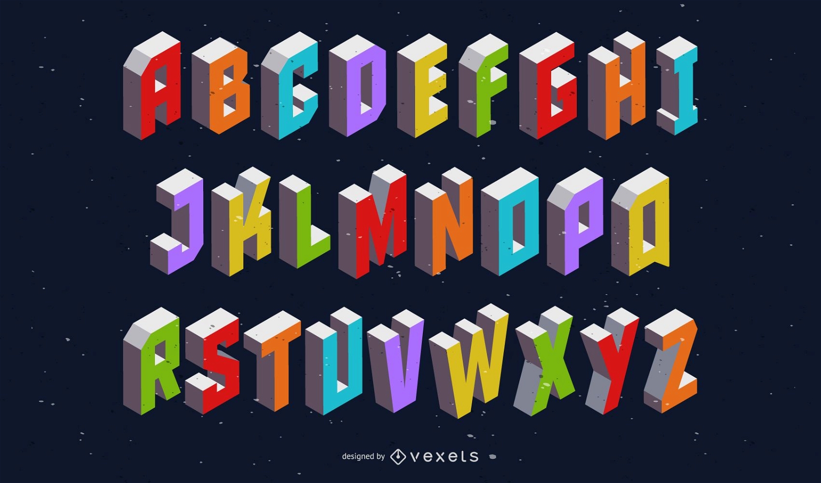 Conjunto de letras do alfabeto 3D