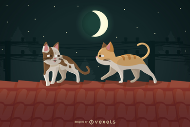 Gatos vectoriales en el techo Gatos vectoriales en el techo