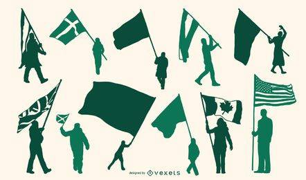 Conjunto de silueta de portador de bandera