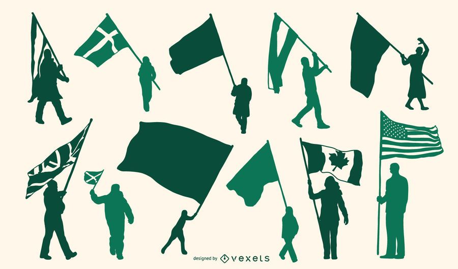 Flag Bearer Silhouette Set Flag Bearer Silhouette Set
