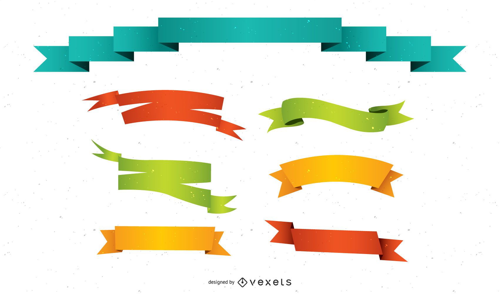 Conjunto De Vectores De Cintas De Colores - Descargar Vector