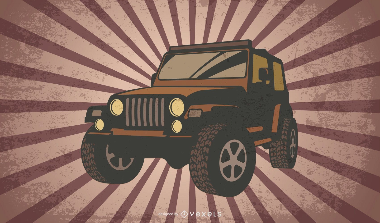 Retro jeep illustration design