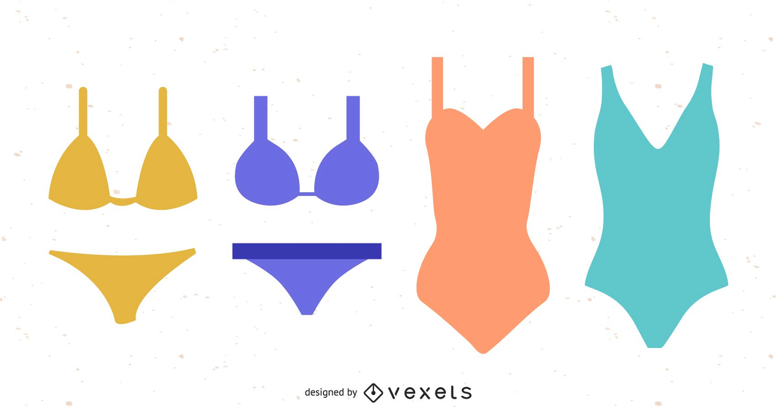 Ilustración vectorial de trajes de baño y bikinis