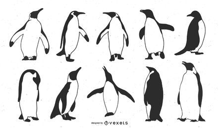 Conjunto de silueta de pingüino emperador