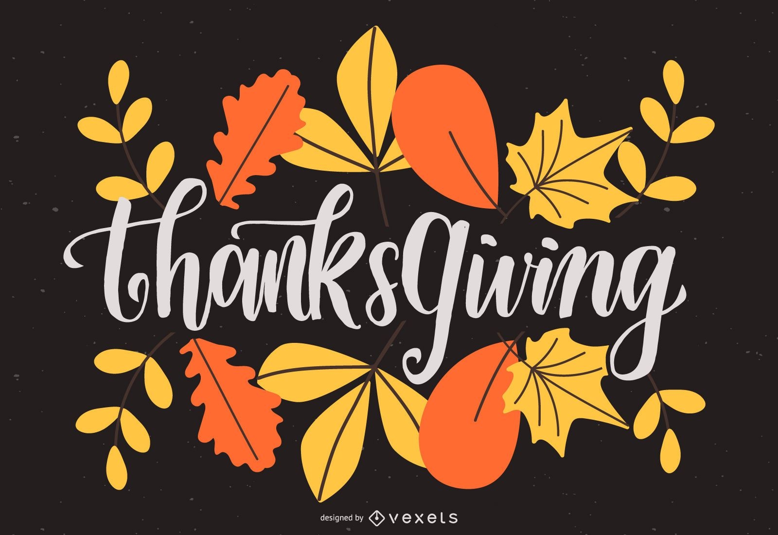 Thanksgiving leaves lettering design