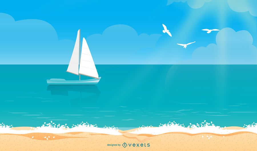 Playa mar verano ilustración vectorial Playa mar verano ilustración vectorial