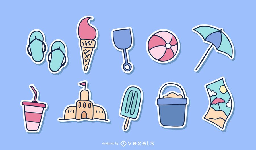 Lovely Seaside Stickers 04 Vector Lovely Seaside Stickers 04 Vector