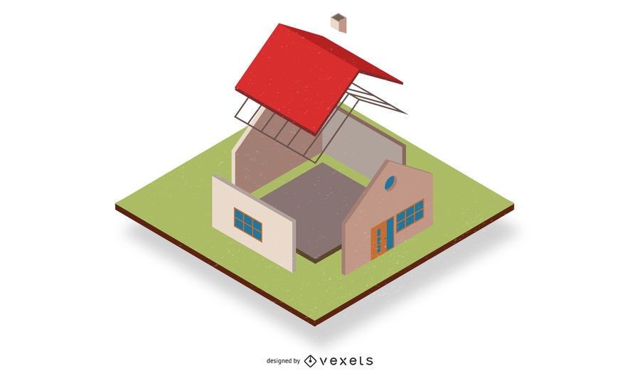 Isolated three-dimensional house Isolated three-dimensional house