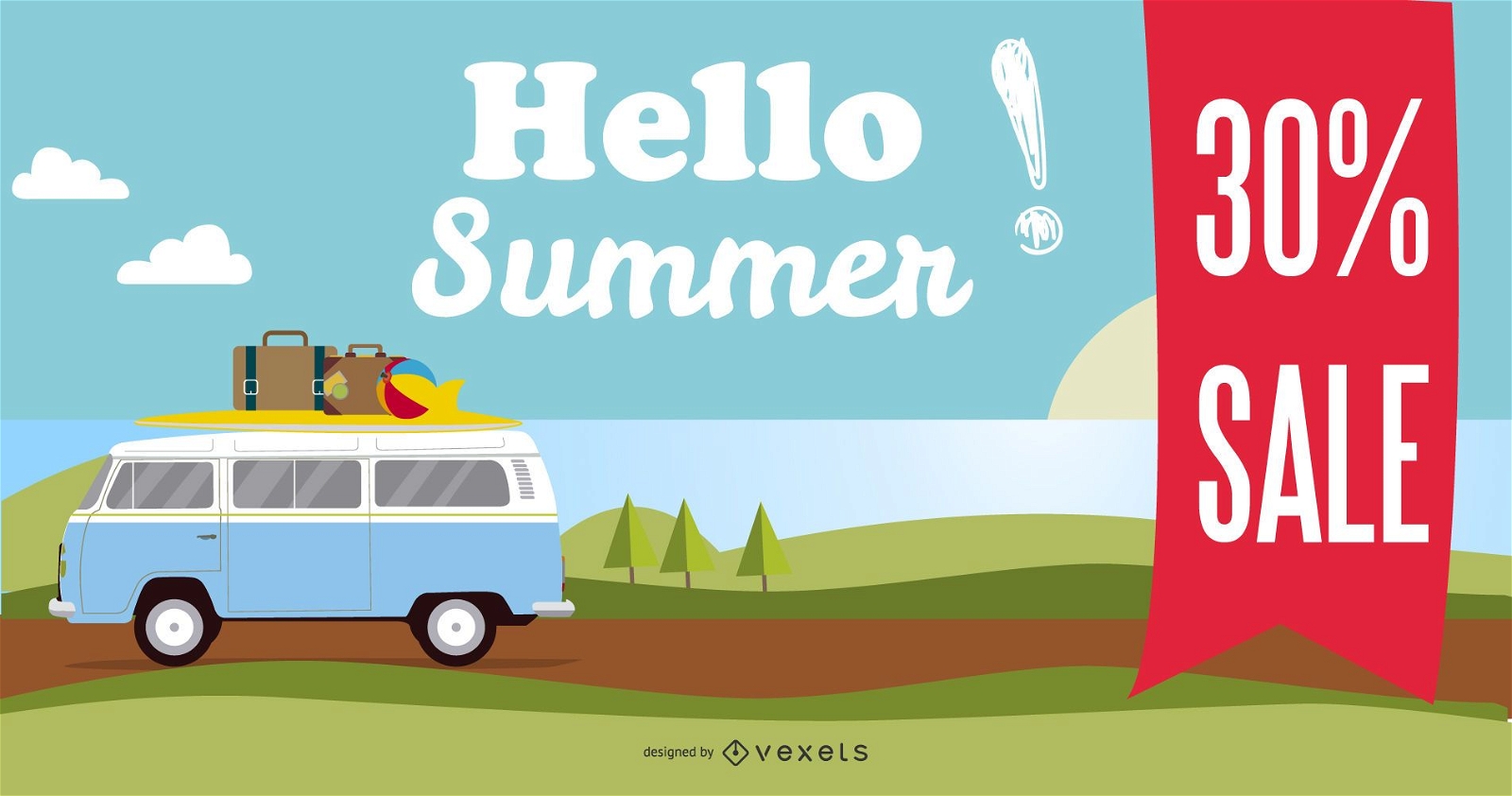 Vector de cartel de promoción de venta de verano