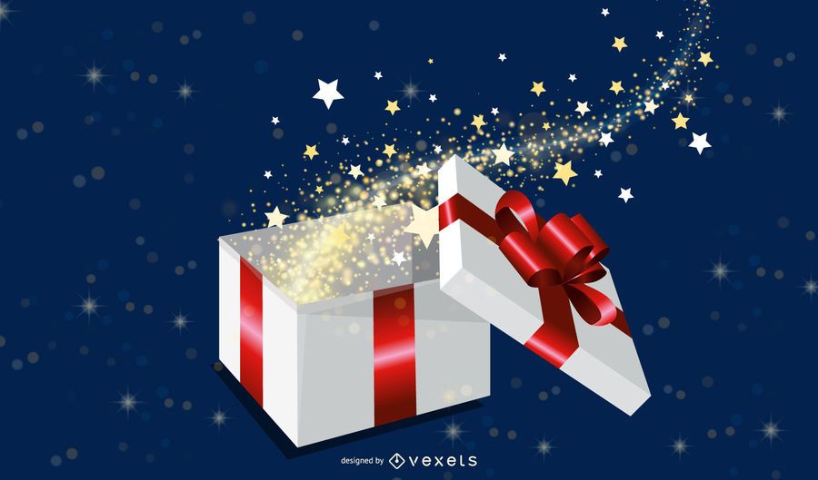 Caja de regalo mágica ilustración vectorial Caja de regalo mágica ilustración vectorial