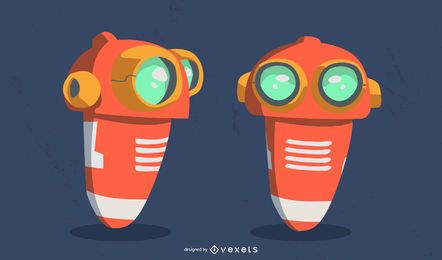 desenho de ilustração de robô laranja fofo