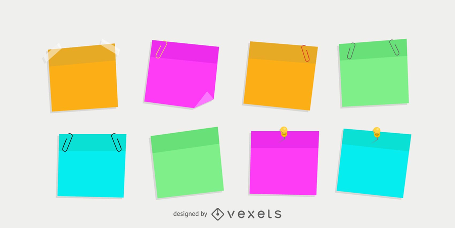 Isolated colorful post it set Isolated colorful post it set