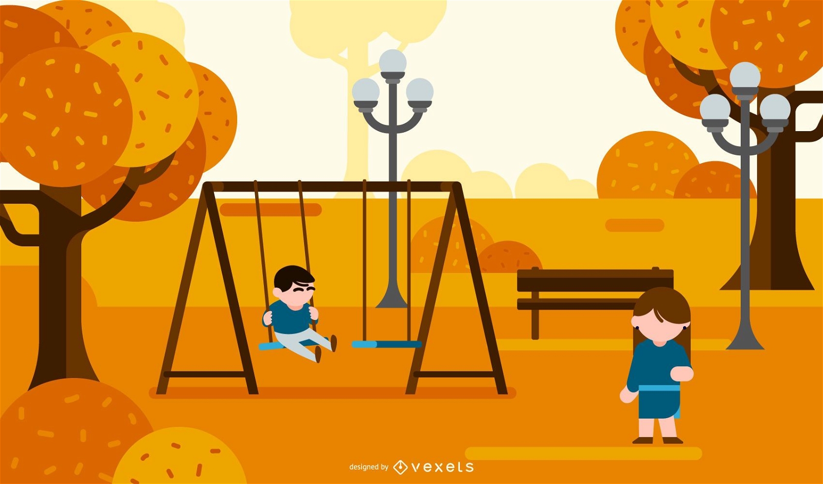 ilustración infantil del parque de otoño