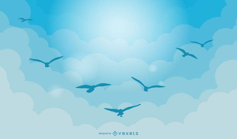 Big Blue Sky Scenery Vector Of Wild Geese Big Blue Sky Scenery Vector Of Wild Geese