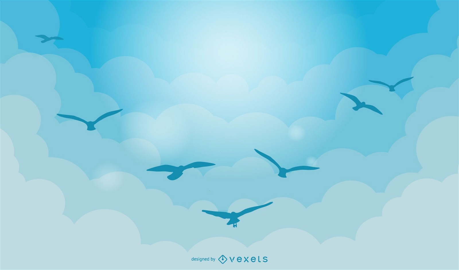 Blue Sky Bird Flock Grafik