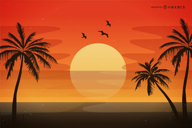 Vector tarde playa