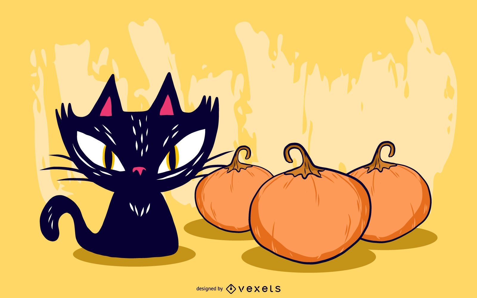 Vector Halloween Ab?bora Gato Preto